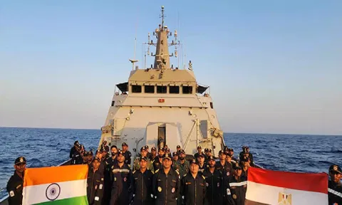 Egypt: INS Sumedha arrives at Alexandria for Exercise Bright Star-23 (Photo:ANI)
