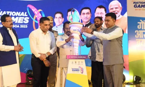 Goa Governor P S Sreedharan Pillai Launched ‘Mashaal’ for 37th National Games at a program held in Durbar Hall (IANS) 