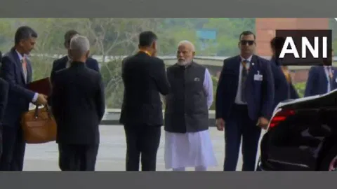 PM Narendra Modi arrives at Bharat Mandapam (Photo/ANI)