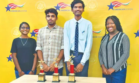 US Consulate’s spokesperson Samantha
Jackson seen with the participants