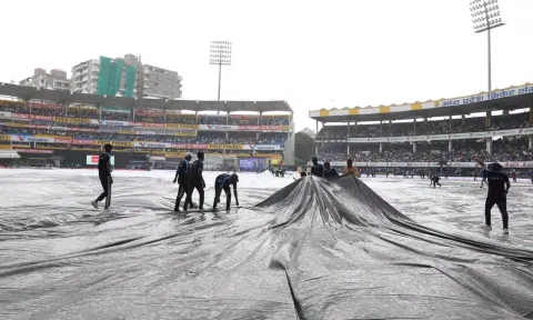 Rain stops play in Indore. (X/@BCCI)