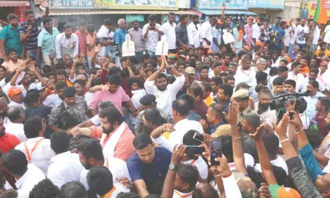  BJP state president K Annamalai during En Mann, En Makkal padayatra in Coimbatore on Sunday