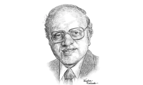 MS Swaminathan (Illustration by Varghese Kallada)