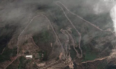Aerial view the blast site. Reuters