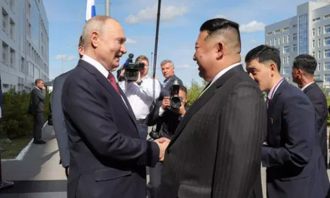 North Korean leader Kim Jong-un and Russian President Vladimir Putin 
