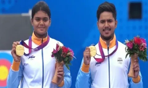 Jyothi Vennam Surekha and Pravin Ojas (Image: Twitter/ Anurag Thakur)