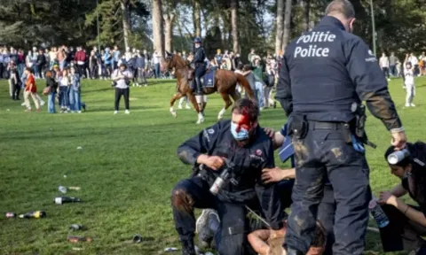 Many injured as police breakup illegal mass gathering in Brussels (Photo: IANS)