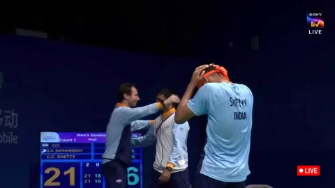 Indians duo celebrates as they clinch gold in men's doubles gold medal match (Screengrab)