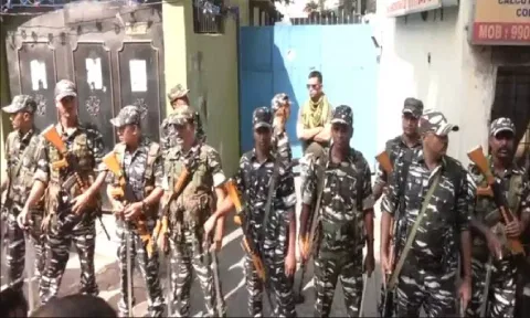 Visuals from outside Kolkata Mayor's residence. (ANI)