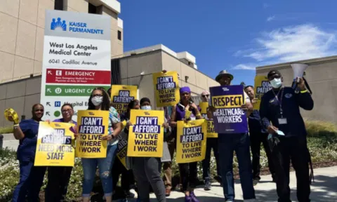 Healthcare workers strike.