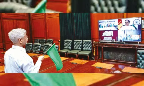 External Affairs Minister S Jaishankar flagging off the India-Sri Lanka ferry service virtually on Saturday