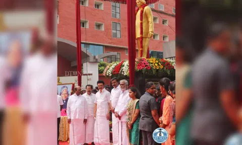 Chief Minister M.K.Stalin unveiled the statue of former President Abdul Kalam at Anna University, Chennai (X/@_Hemanathan_) 