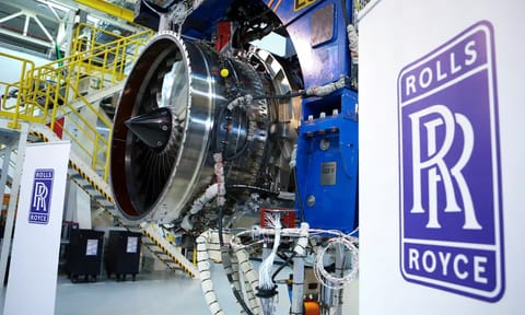 A Rolls-Royce jet engine under construction in Germany. (Reuters) 