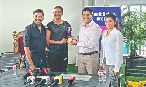 Rutuja Bhosale being felicitated on Saturday.