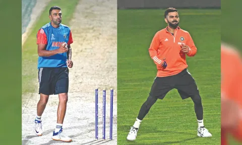 Ravichandran Ashwin bowls in the nets; Virat Kohli attends a practice session