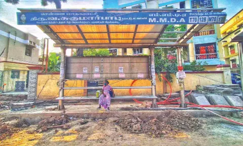 A dilapidated bus shelter at MMDA colony