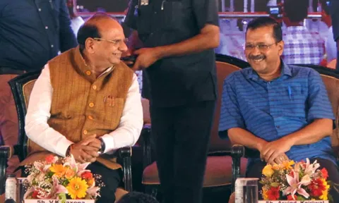  Delhi's Lieutenant Governor VK Saxena, Chief Minister Arvind Kejriwal