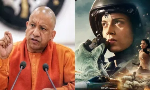 Uttar Pradesh Chief Minister Yogi Adityanath, Tejas poster (Image: ANI)