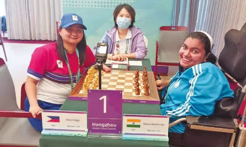 Sharon (right) during a tournament in China