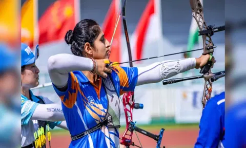Indian women's compound team in action. (Photo: World Archery/Olympics)