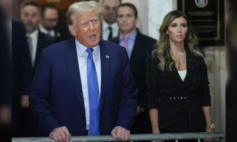 Former President Donald Trump speaks outside the courtroom after testifying at New York Supreme Court in New York (AP) 