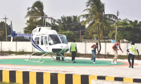 State government kickstarted helicopter services for the tourists from Monday, covering the stretch between Kovalam to Thiruvidanthai