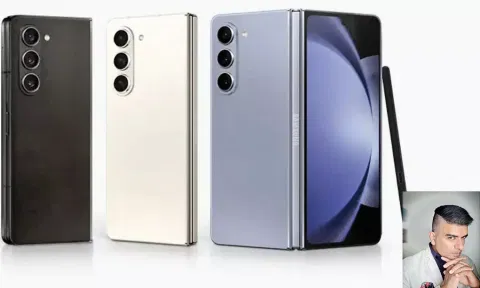 Samsung Galaxy Z fold 5; (inset) Ashwin Rajagopalan