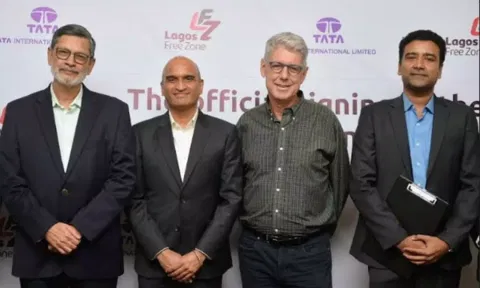 The representatives from Tata International and the Lagos Free Zone at the signing ceremony in Lagos (Image: ANI)