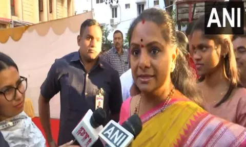 BRS K Kavitha at Banjara Hills, Telangana (ANI)