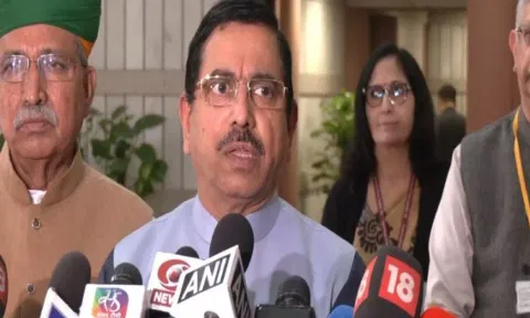 Parliamentary Affairs Minister Pralhad Joshi after all-party meeting (Photo: ANI)