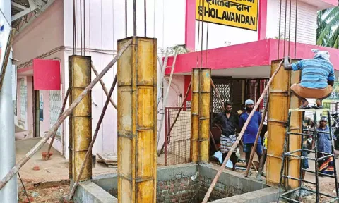 Works under way at Sholavandan railway station