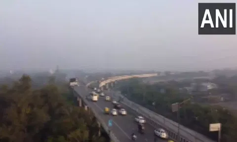 Drone visuals from the Sarai Kale Khan area, shot at 07.40 am today(ANI)