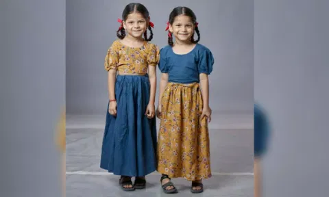 The twin sisters Alina and Aline Jaiswal