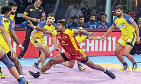 Action during Telugu Titans and Tamil Thalaivas on Wednesday