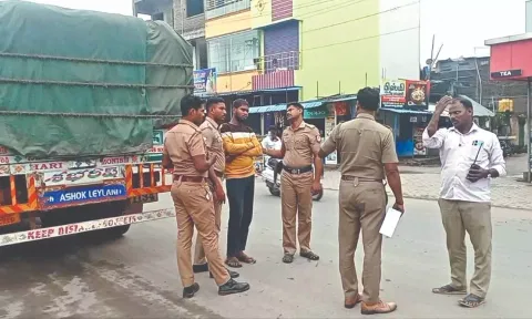 A police team gave chase and brought the trucks to a halt. 