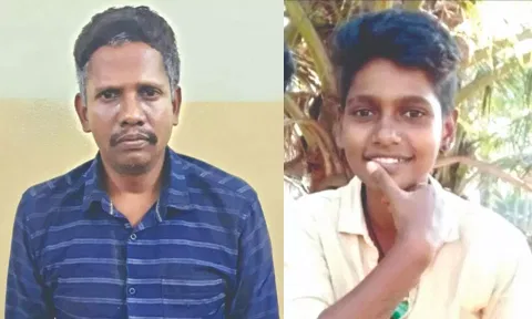 Accused Radhakrishnan and victim Kavi.