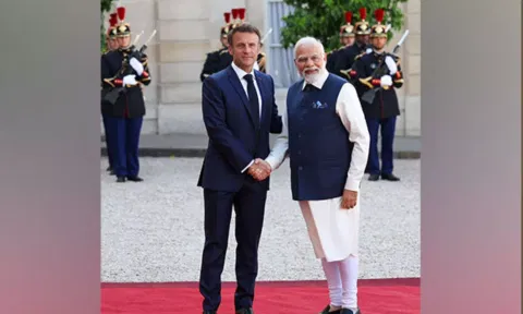 French President Emmaneul Macron and Prime Minister Narendra Modi (ANI)