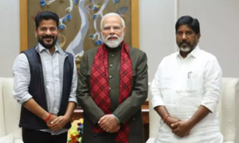 Telangana CM A. Revanth Reddy & Deputy CM Mallu Bhatti Vikramarka with PM Modi (IANS)