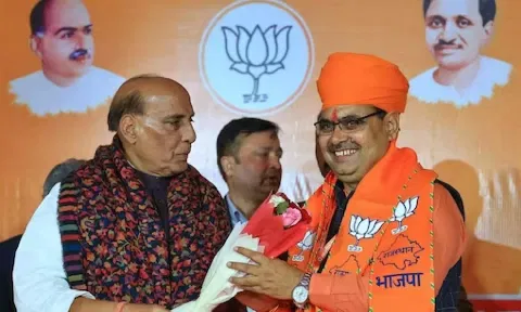 Rajasthan CM Bhajan Lal Sharma with Rajnath Singh (Photo:PTI)