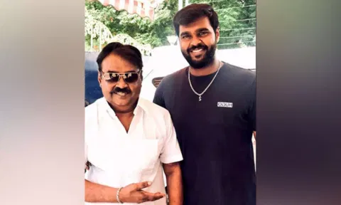 Vijayakanth with son Shanmuga Pandian (ANI)