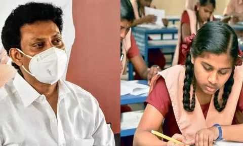 Tamil Nadu School Education Minister Anbil Mahesh Poyyamozhi (L) 