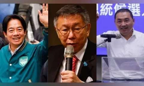 (Left to Right) Lai Ching-te, Ko Wen-je, and Hou Yu-ih. (ANI)
