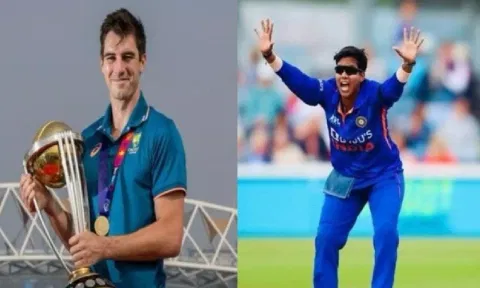 Pat Cummins and Deepti Sharma. (Photo: ICC)