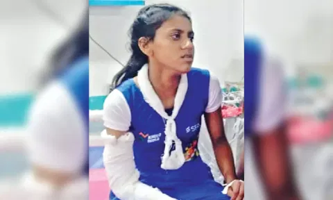 Injured Nandini at Tiruchy Government Hospital on Monday