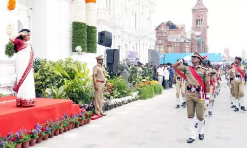Chennai Mayor R Priya unfurled the national flag at Ripon Building on Republic Day. (X/@chennaicorp)