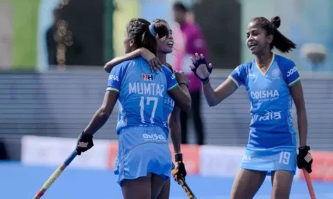Indian women's hockey team during FIH Hockey5s World Cup 2024 (ANI)