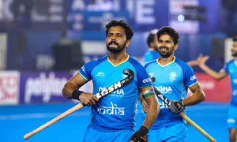 Skipper Harmanpreet struck with a powerful drag flick to find the back of the net to give India an early lead in the second minute. (IANS)