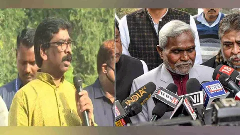 Hemant Soren and Champai Soren. (Photo/ANI)
