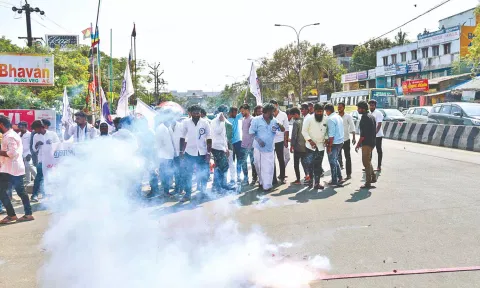 Elated Vijay fans burst crackers in Neelankarai