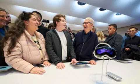 Apple CEO Tim Cook at Apple’s Fifth Avenue store in New York City